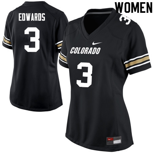 Women #3 Javier Edwards Colorado Buffaloes College Football Jerseys Sale-Black